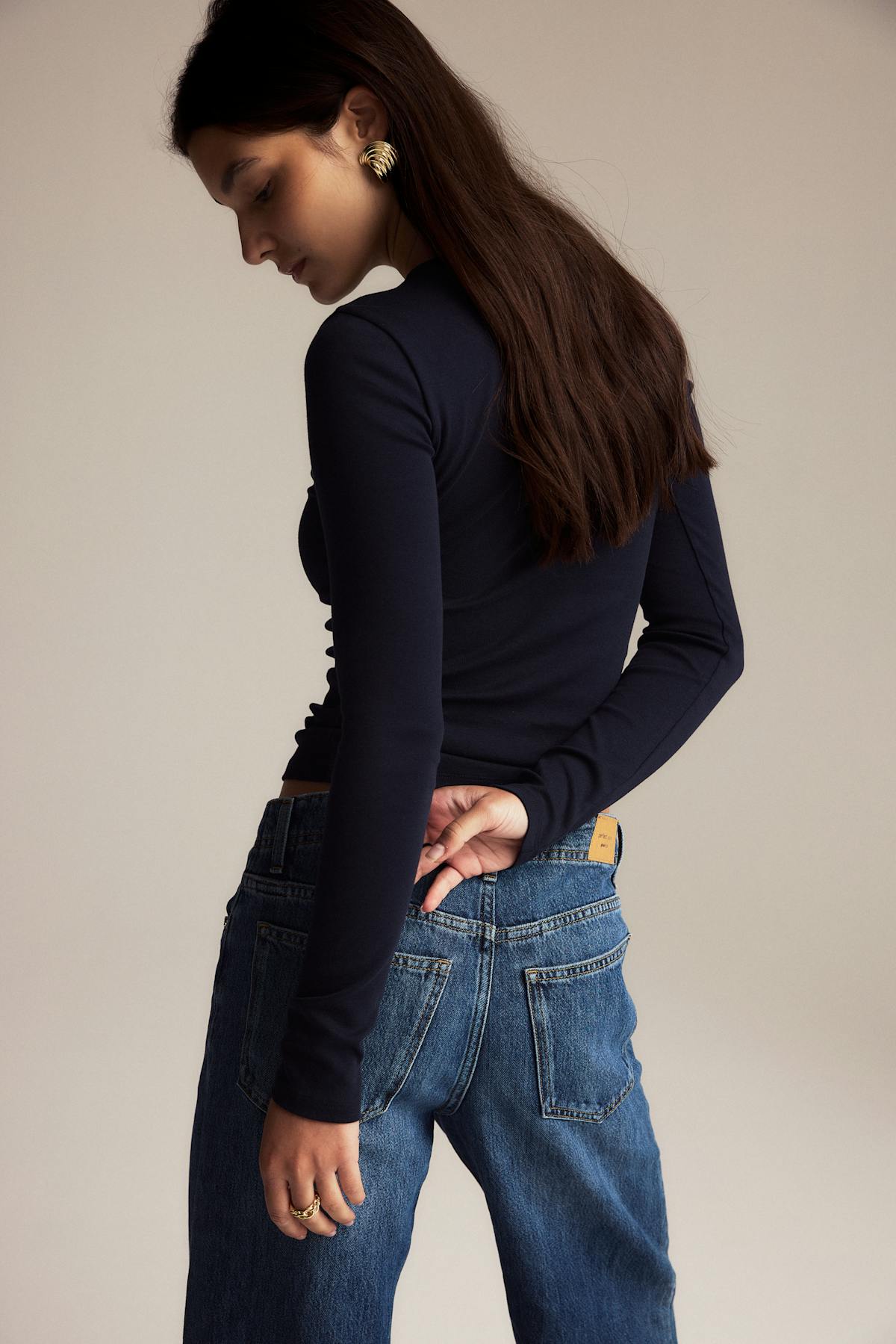 Basic long sleeve top - Grey melange