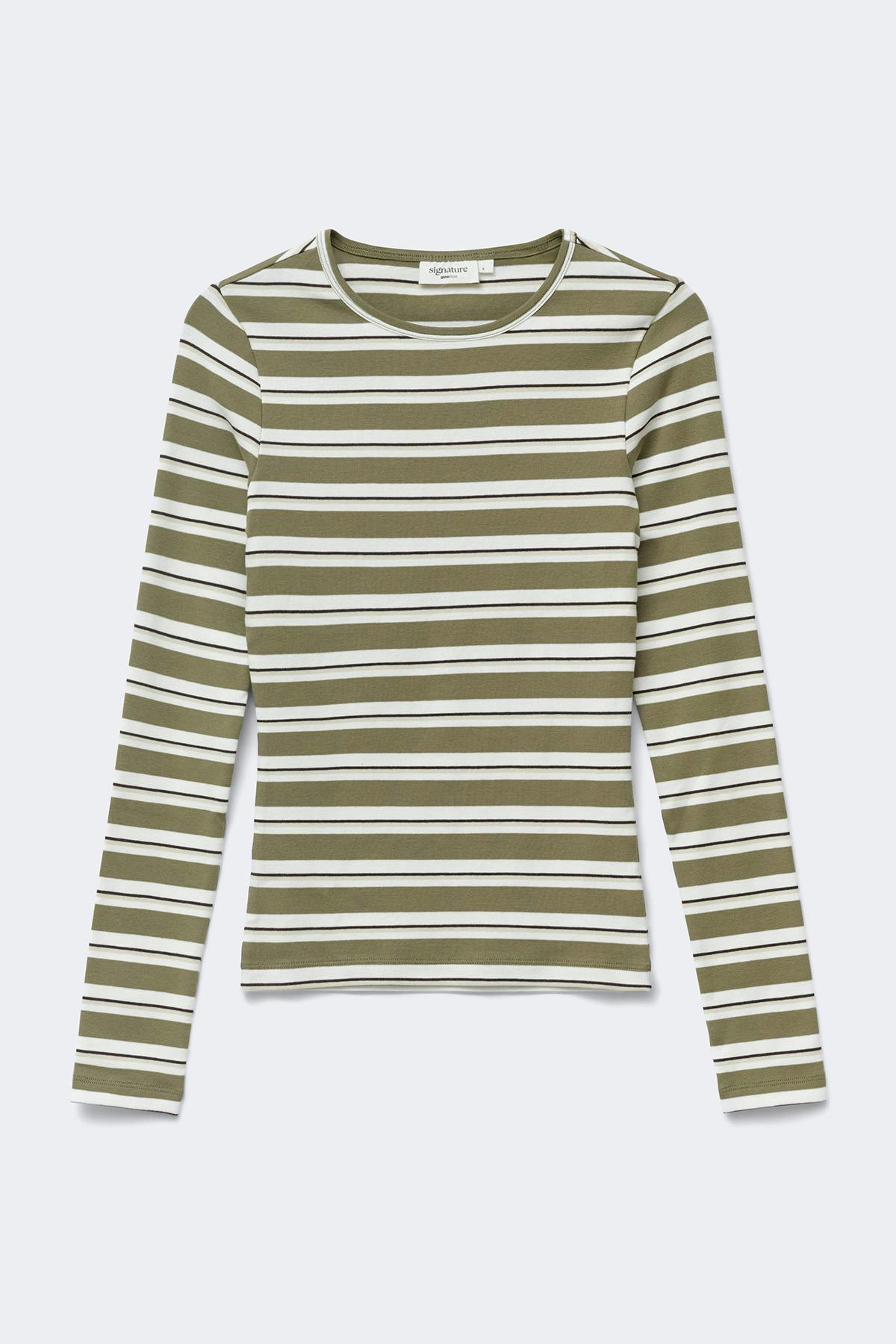 Tight fit long sleeve top - Pink stripe