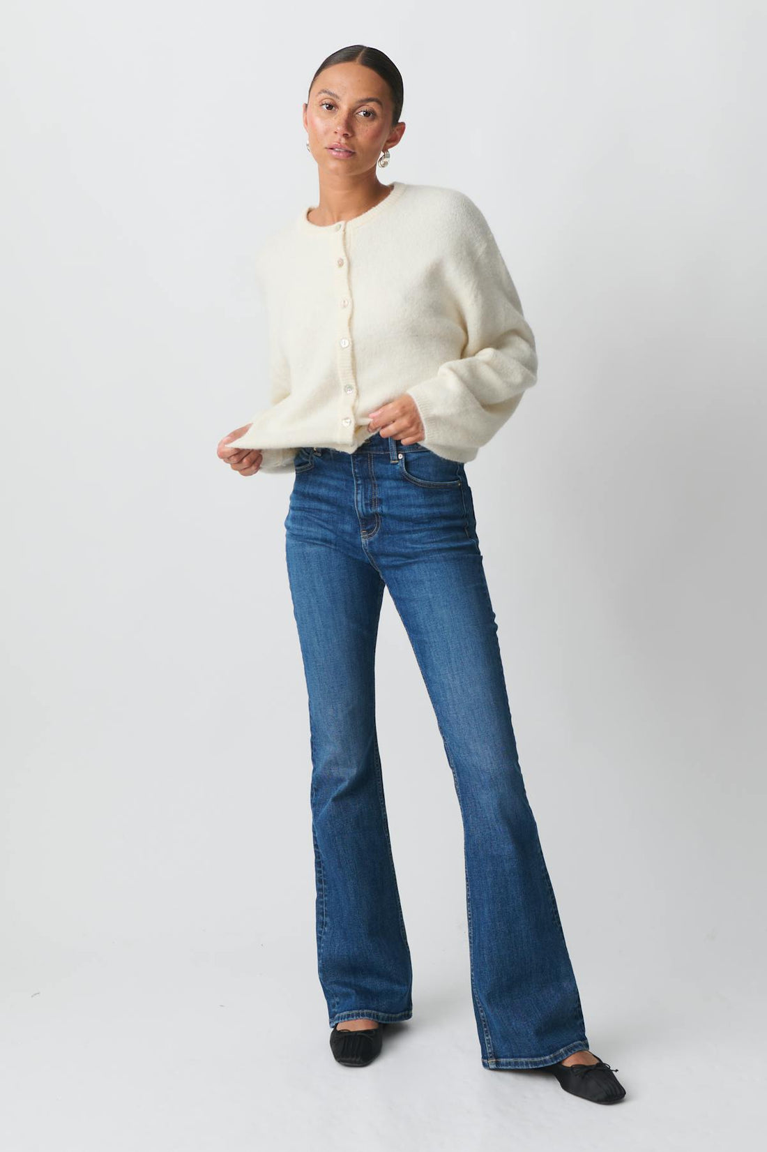 High bootcut jeans - Mid blue