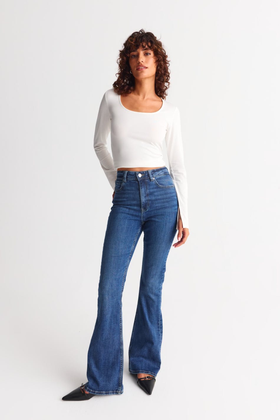 High bootcut jeans - Mid blue