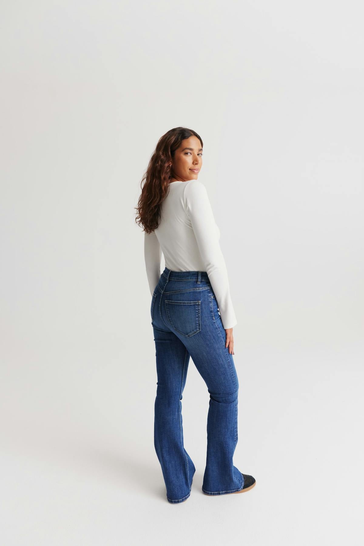 High bootcut jeans - Mid blue