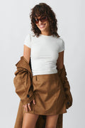 Faux mini suede skirt - Marron
