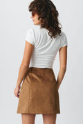 Faux mini suede skirt - Marron