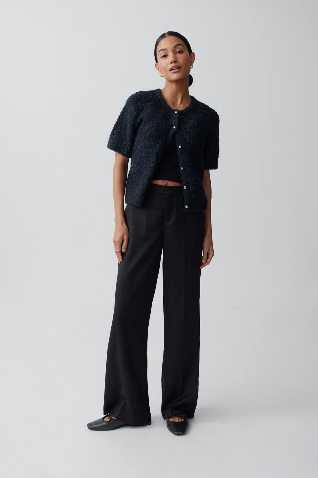 Knitted boucle cardigan - Bleu marine