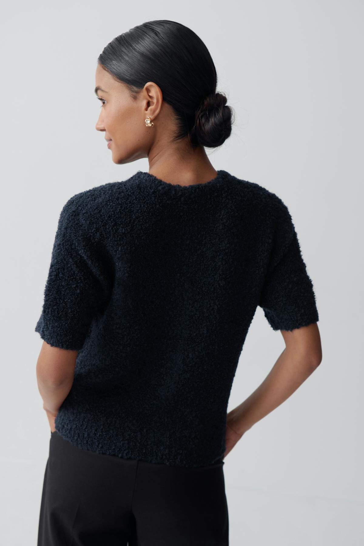 Knitted boucle cardigan - Bleu marine