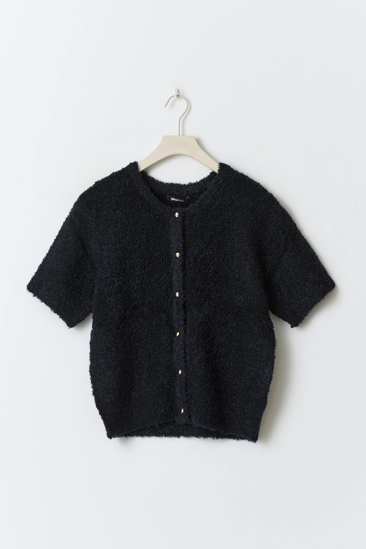 Knitted boucle cardigan - Bleu marine