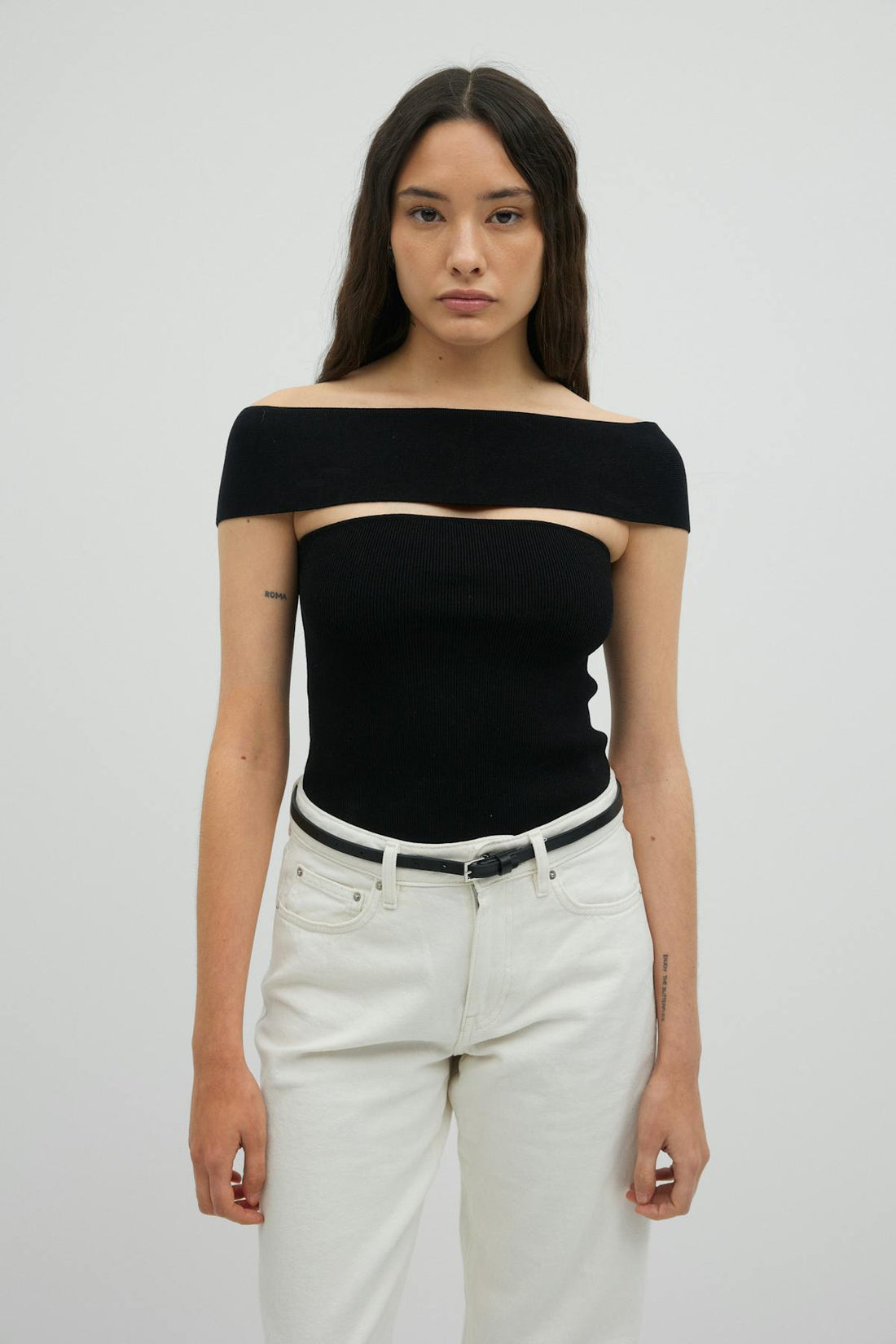 Off shoulder knit top - Noir
