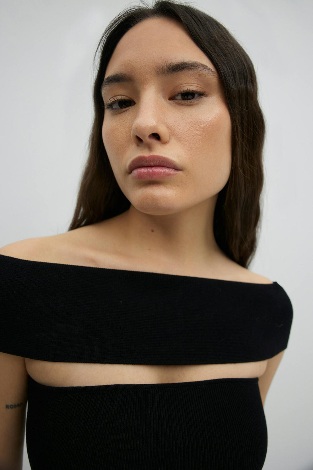Off shoulder knit top - Noir