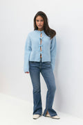 Y bow cardigan - Lt grey melange