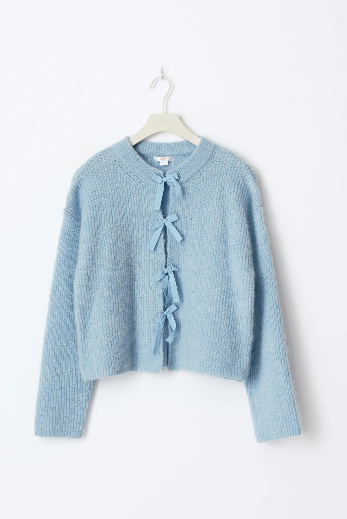 Y bow cardigan - Blue bell