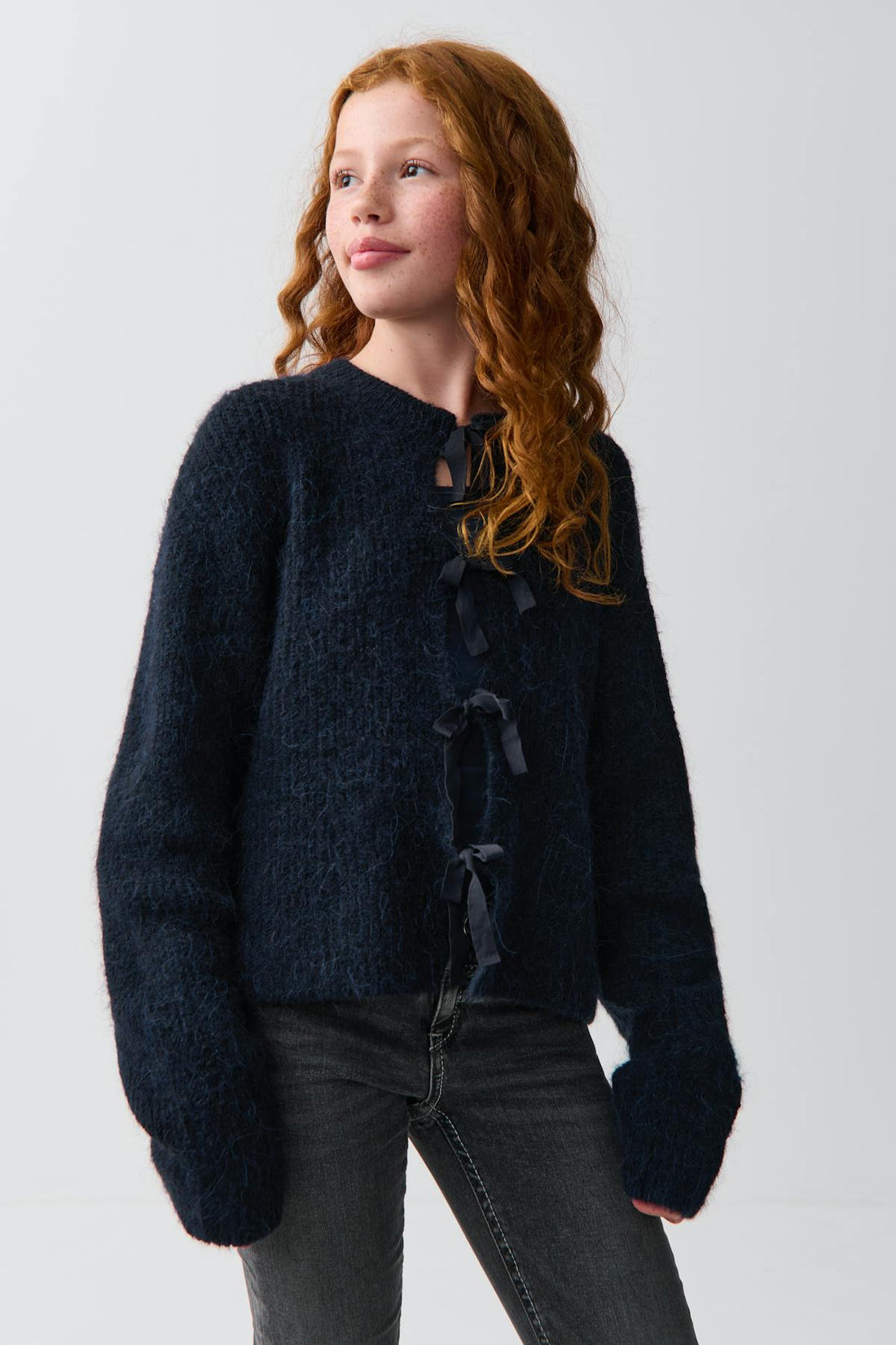 Y bow cardigan - Navy blazer