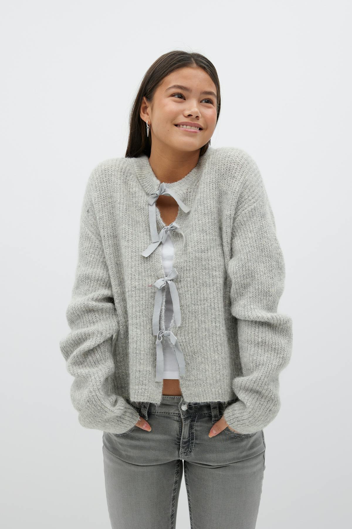 Y bow cardigan - Rose