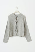 Y bow cardigan - Lt grey melange