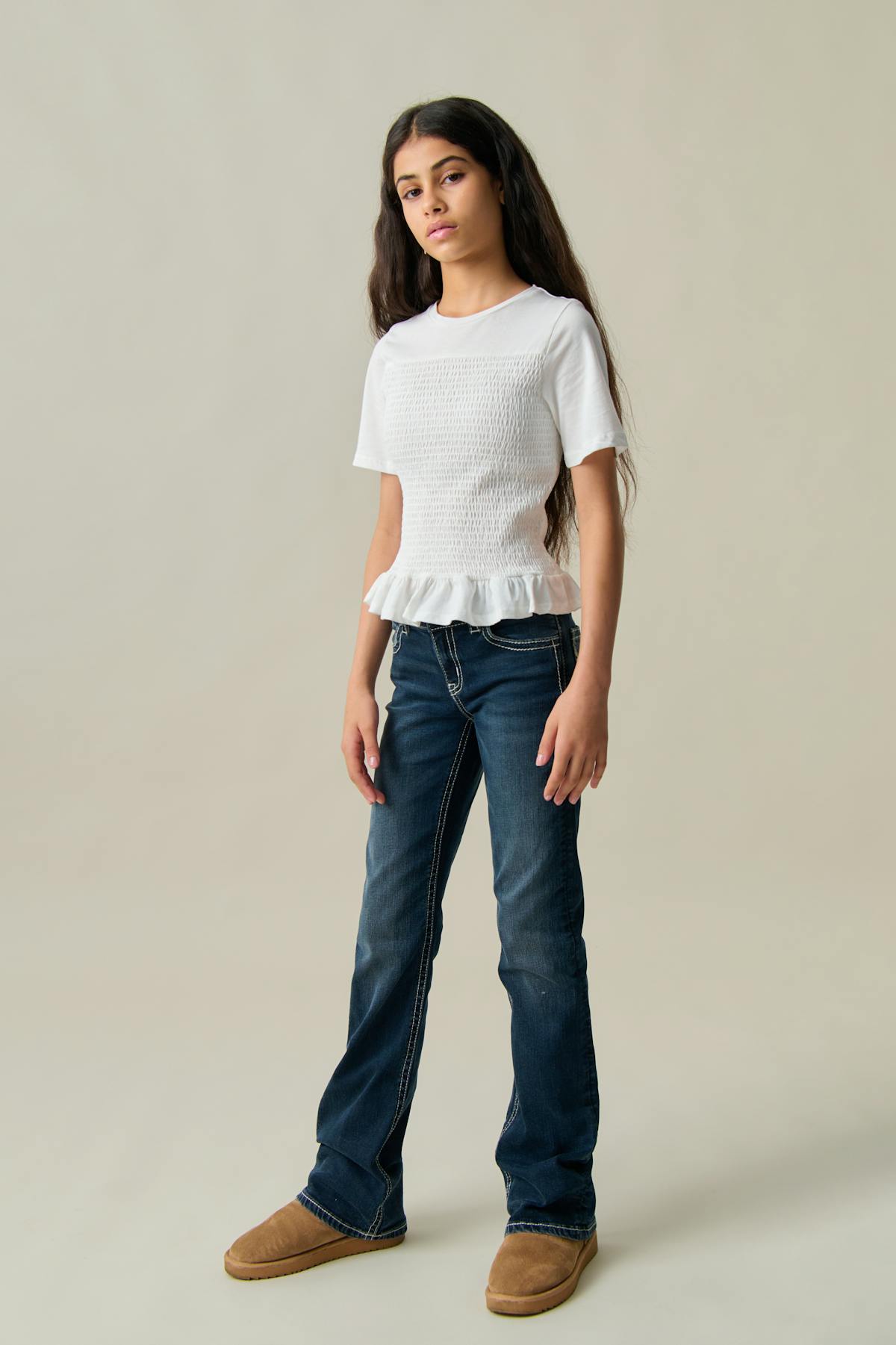 Sparkle low flare jeans - Gris clair