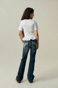 Sparkle low flare jeans - Gris clair