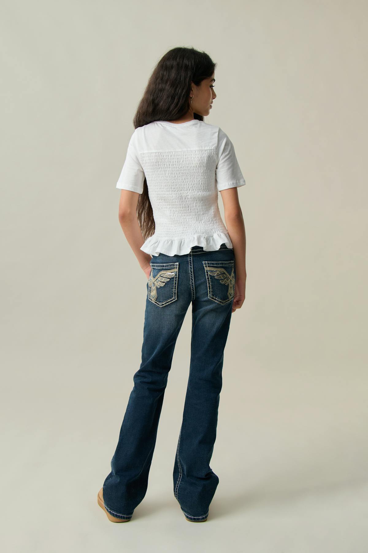 Sparkle low flare jeans - Gris clair