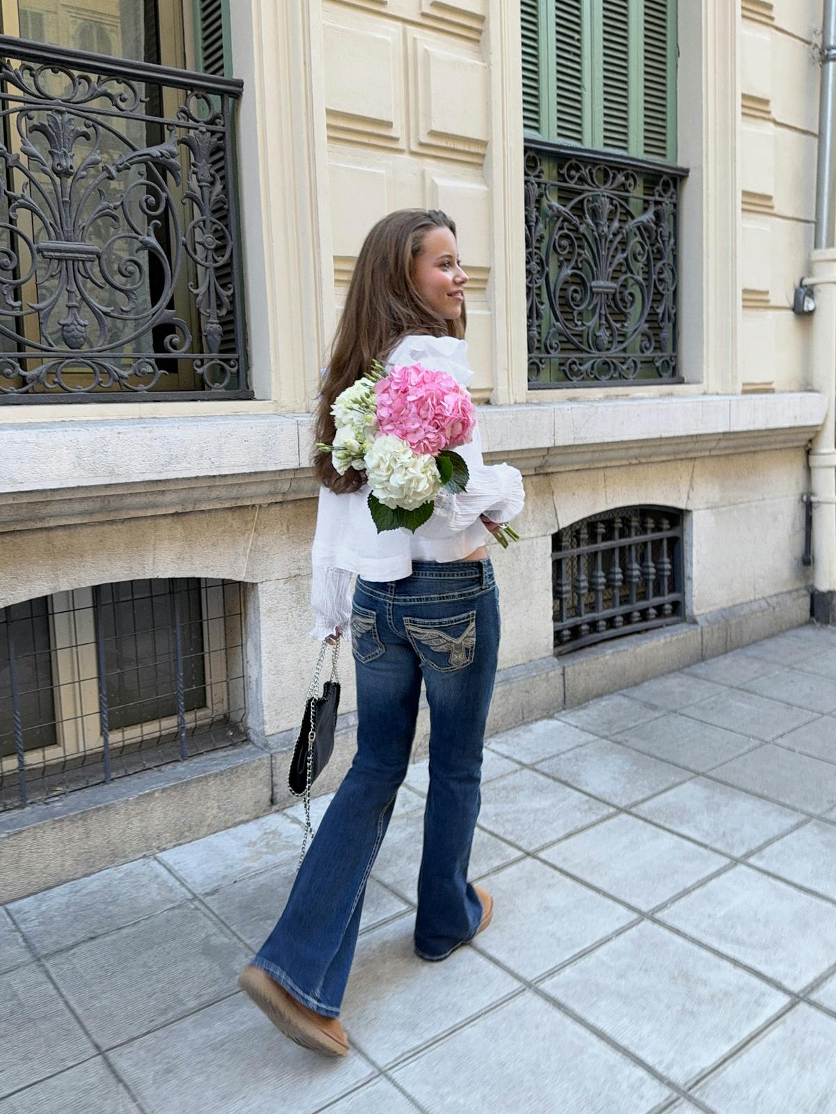 Sparkle low flare jeans - Vintage blue