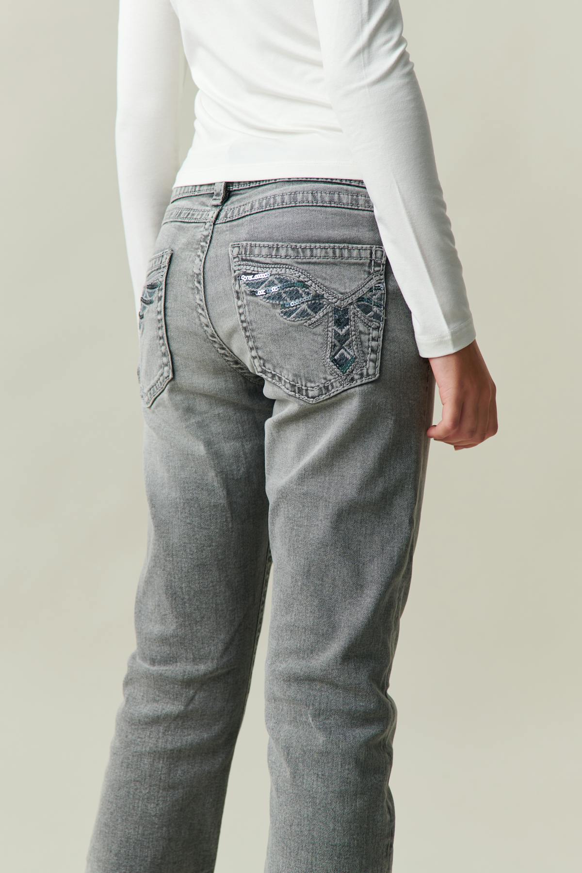Sparkle low flare jeans - Gris clair