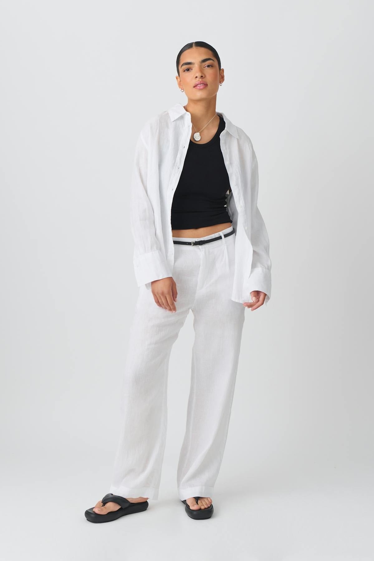 Linen blend shirt - Blanc