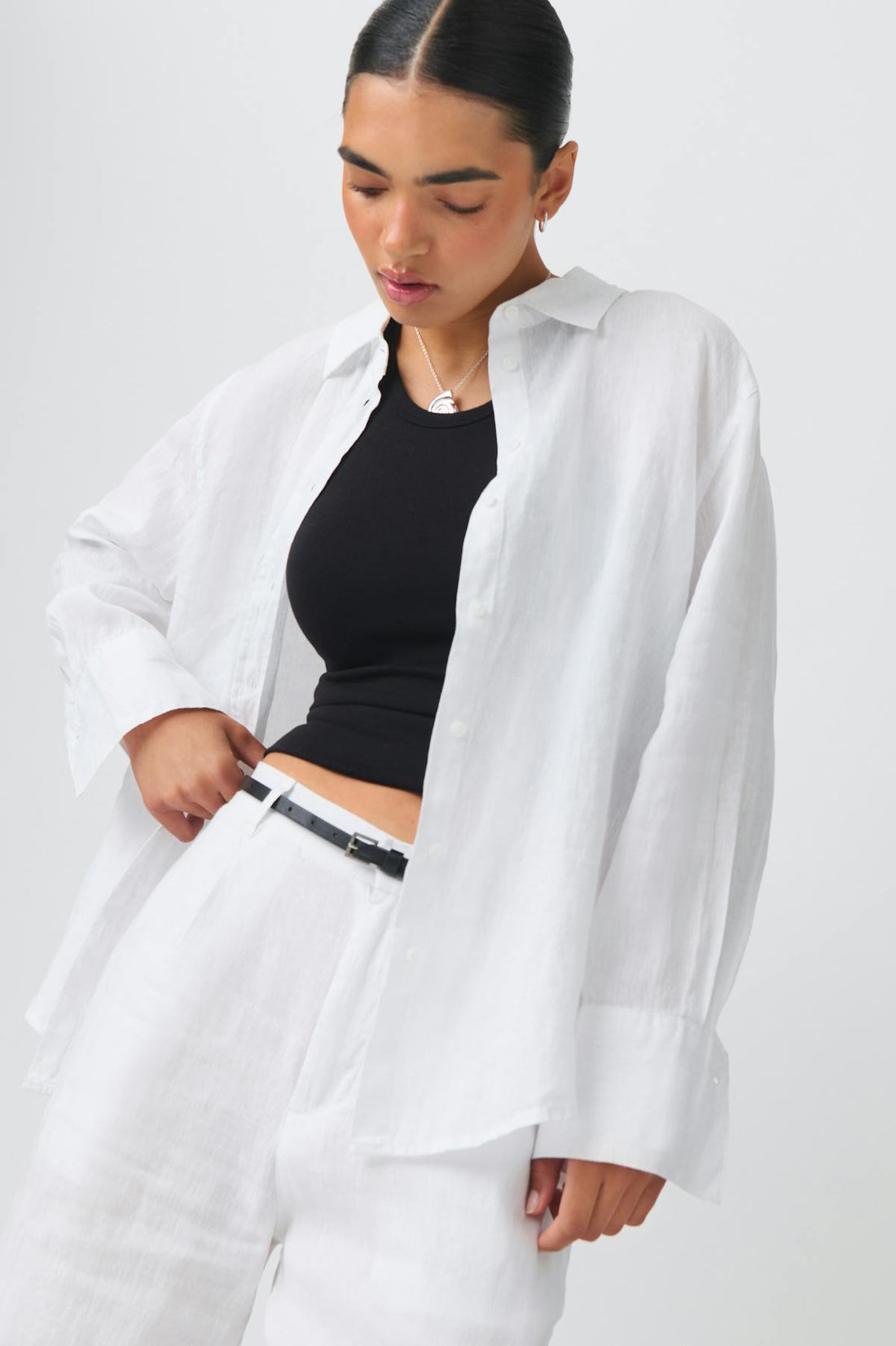 Linen blend shirt - Blanc