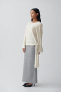 Knitted tie sweater - Warm white