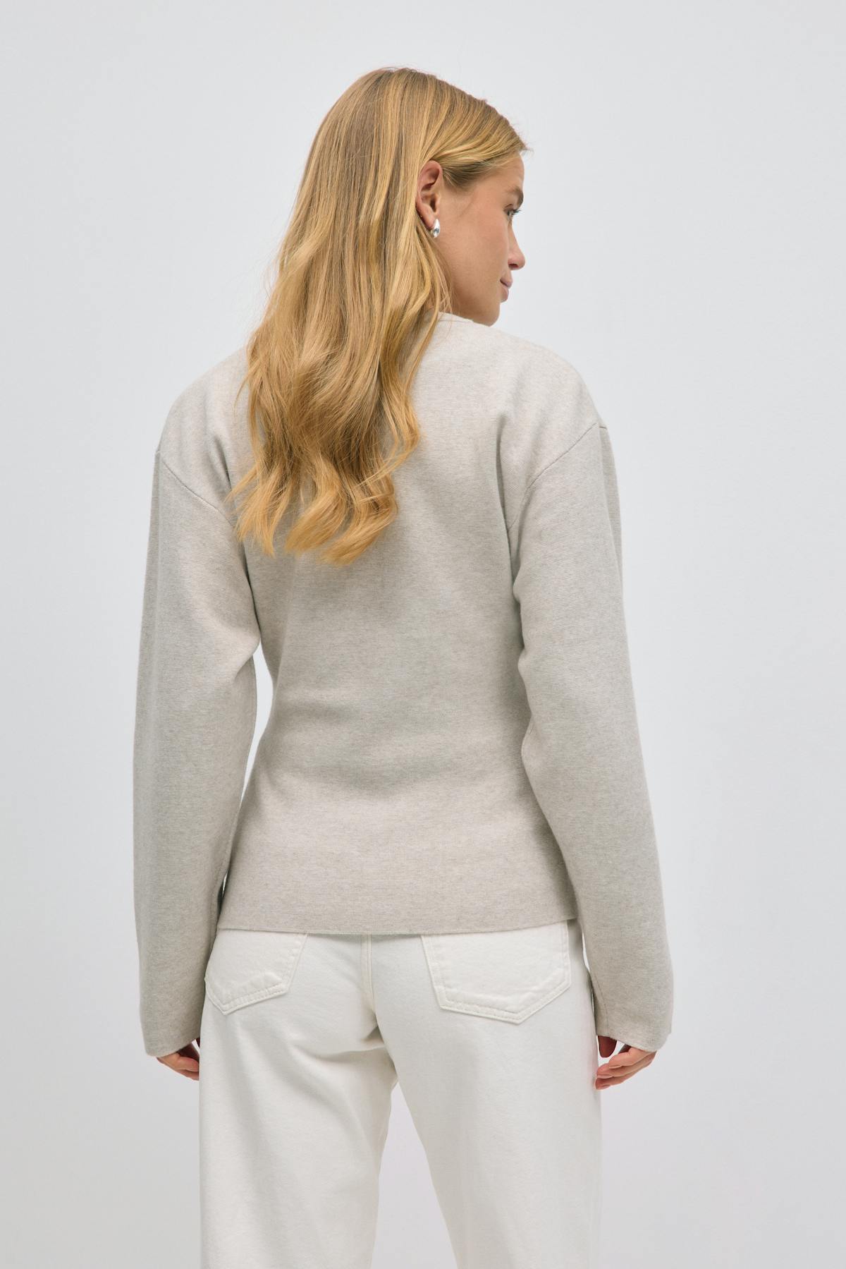 Shaped knitted cardigan - Beige melange