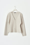 Shaped knitted cardigan - Beige melange