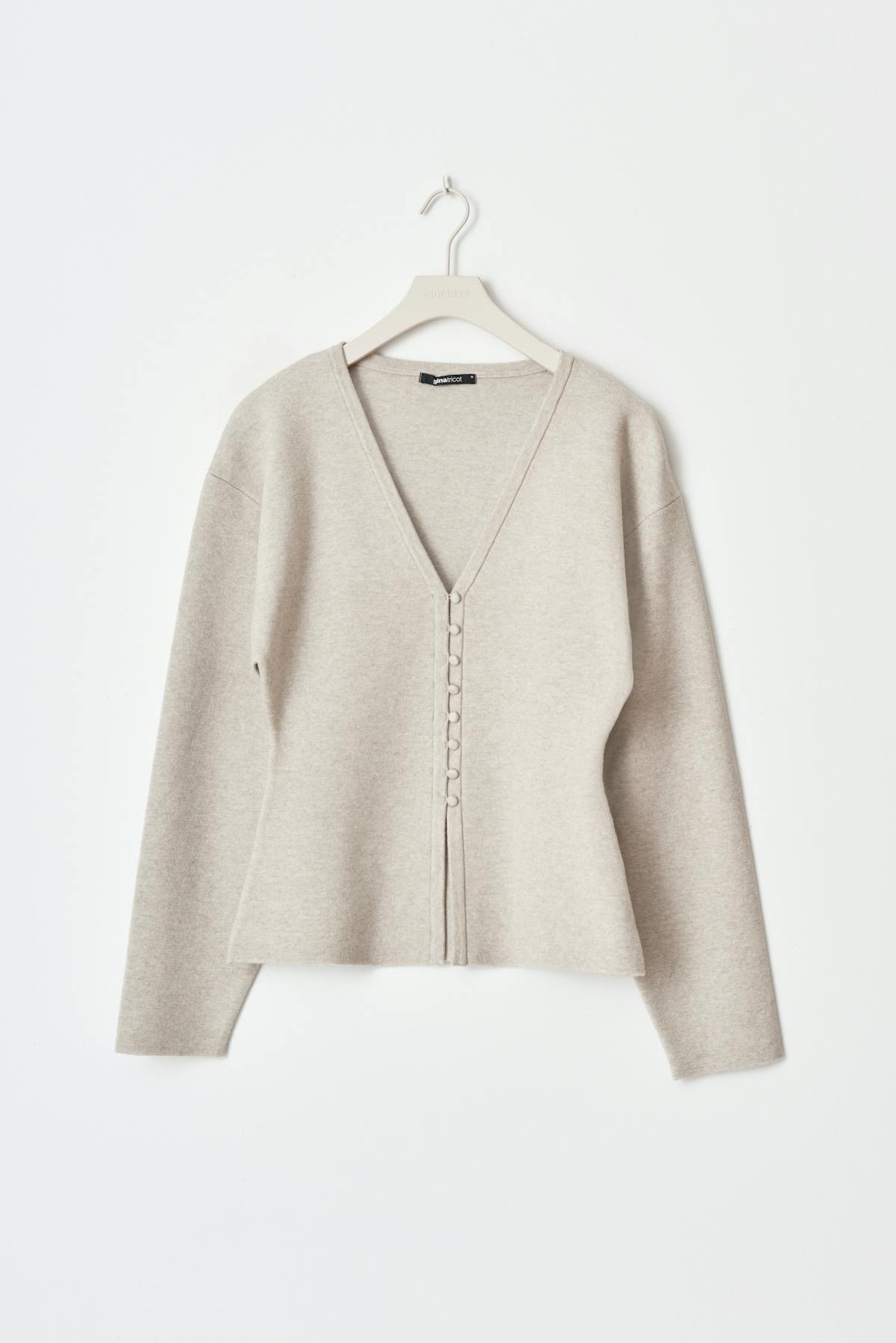 Shaped knitted cardigan - Beige melange