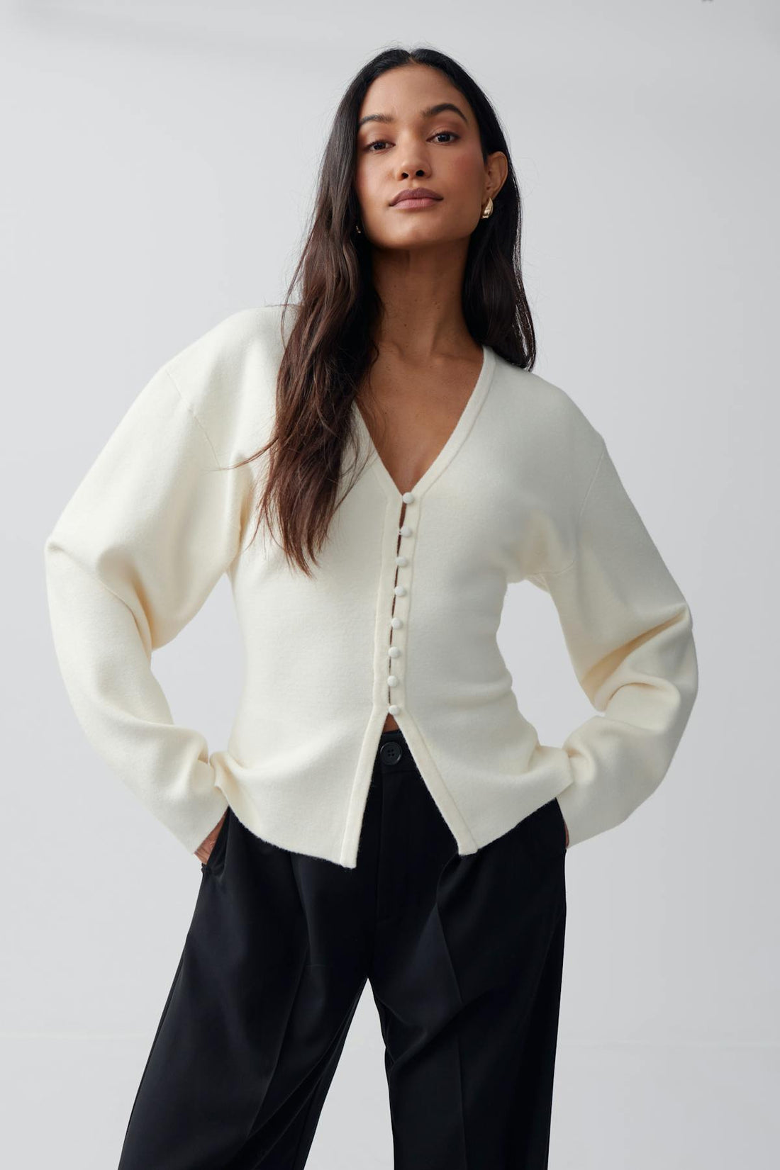 Shaped knitted cardigan - Gardenia