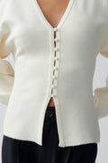 Shaped knitted cardigan - Gardenia