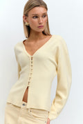 Shaped knitted cardigan - Seal brown