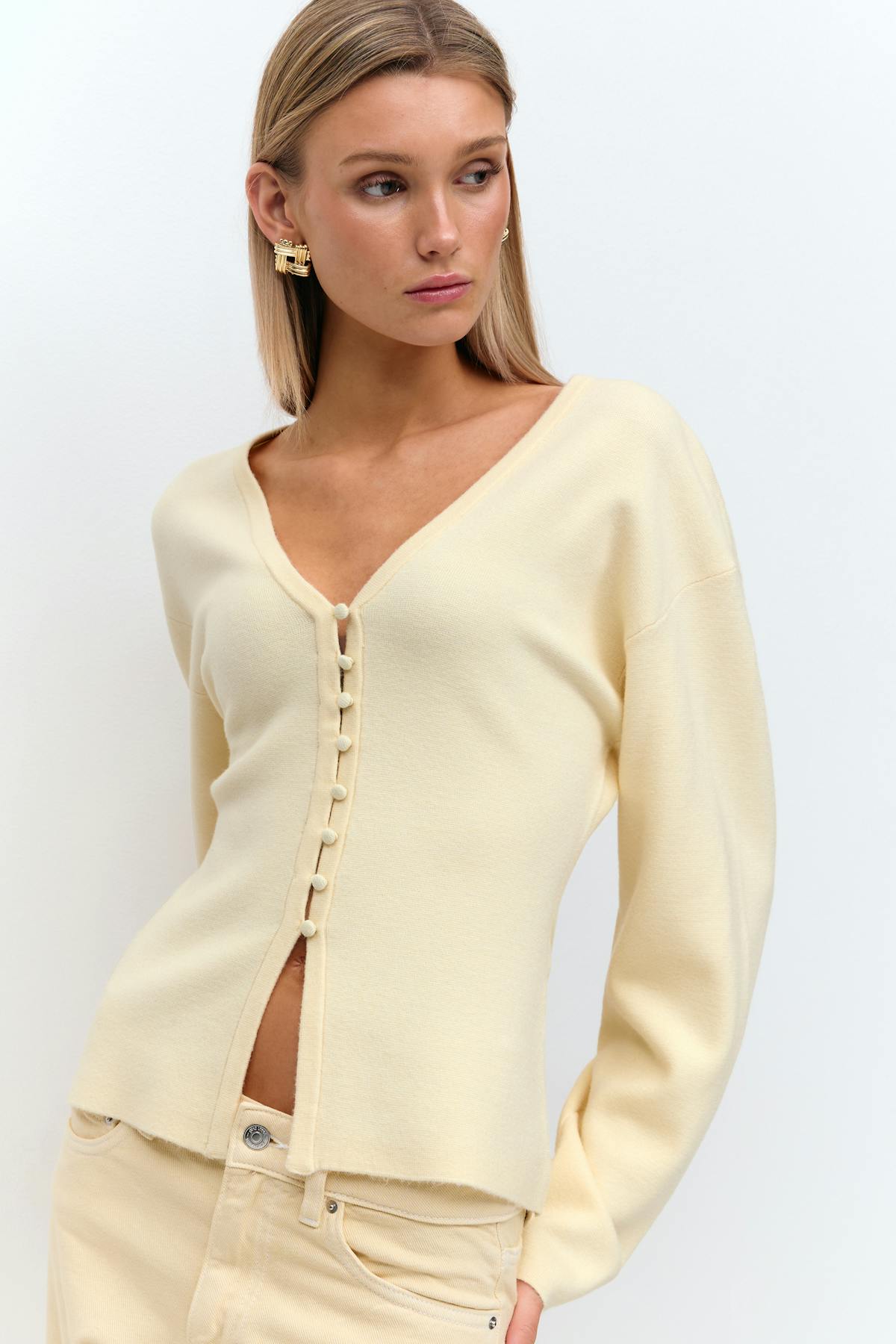 Shaped knitted cardigan - Seal brown