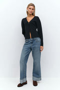 Shaped knitted cardigan - Beige melange