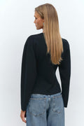 Shaped knitted cardigan - Beige melange