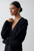 Shaped knitted cardigan - Noir