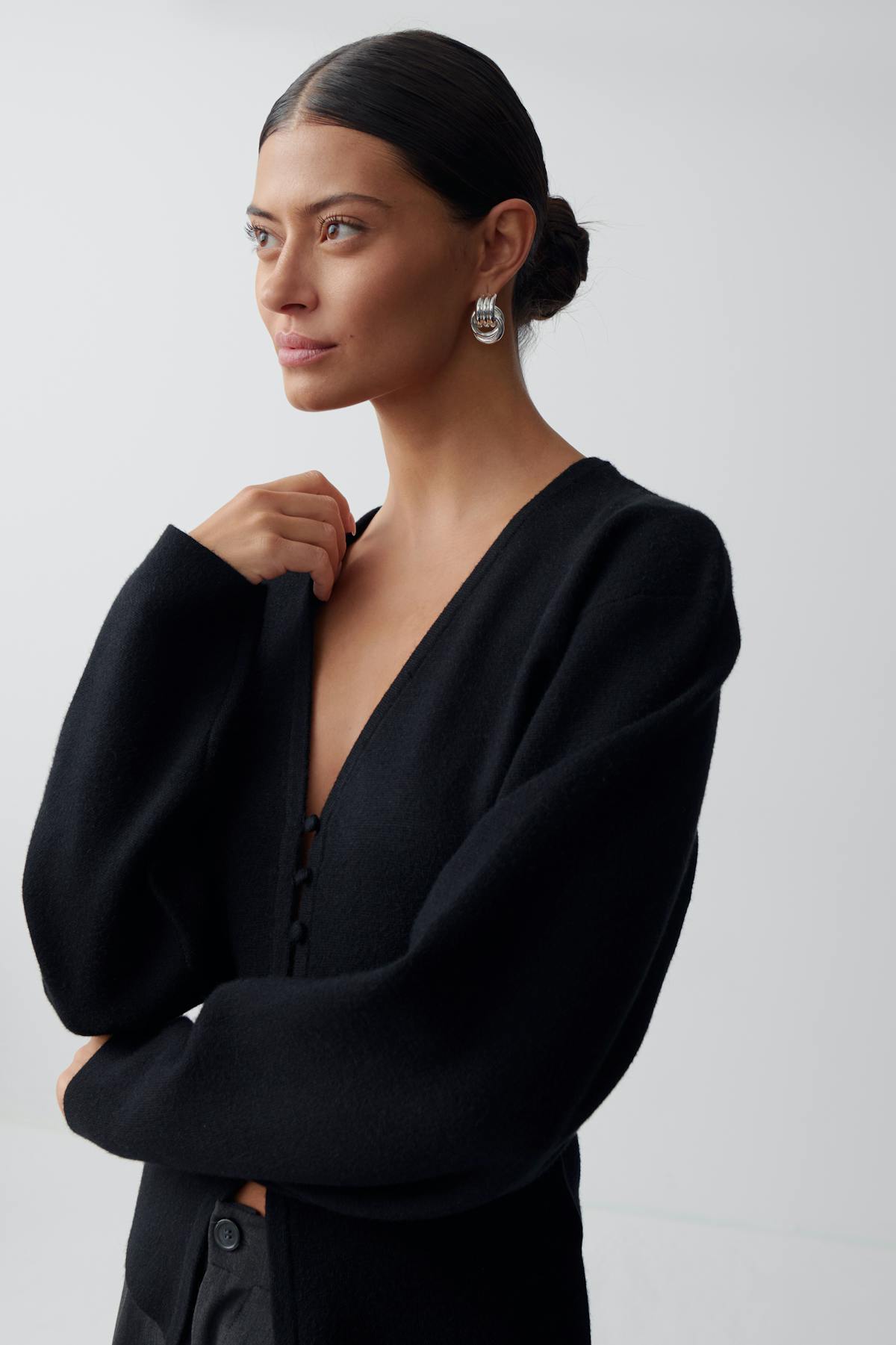 Shaped knitted cardigan - Noir