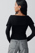 Knitted zip collar cardigan - Noir