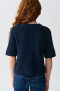 Y short sleeve cardigan - Bleu marine