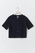 Y short sleeve cardigan - Bleu marine