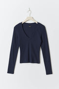 V-neck top - Peacoat