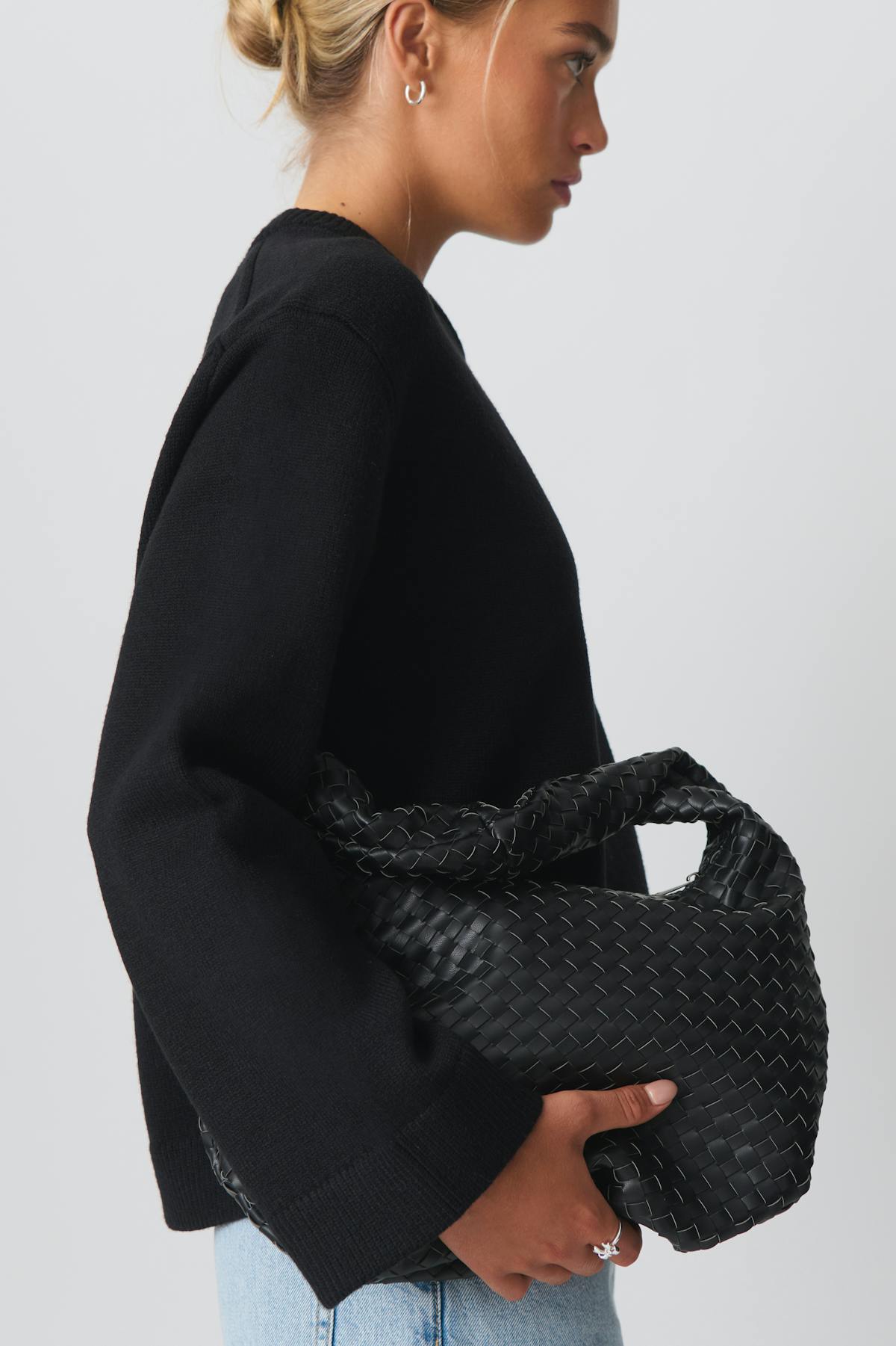 Braided shoulder bag - Noir