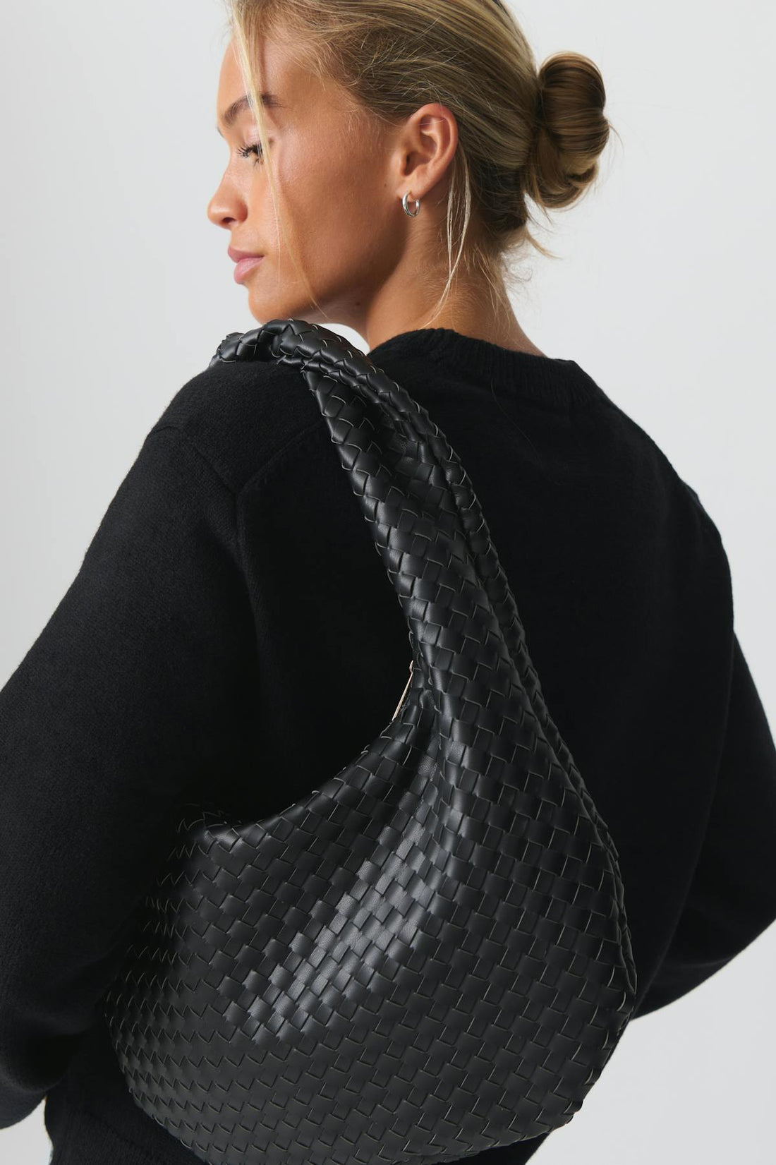 Braided shoulder bag - Noir