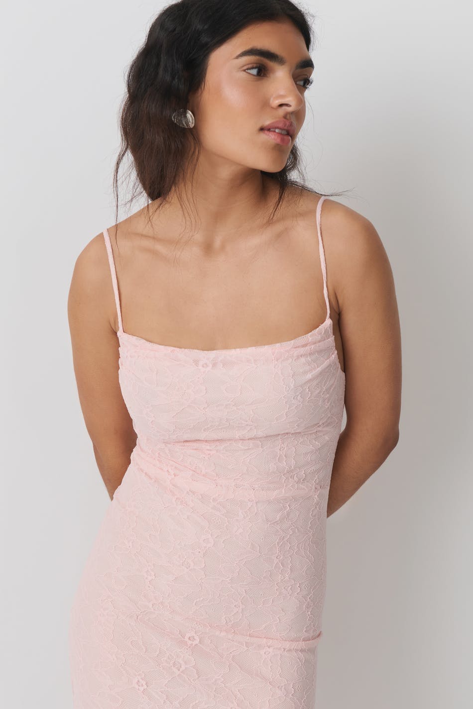 Lace maxi dress - Chalk pink