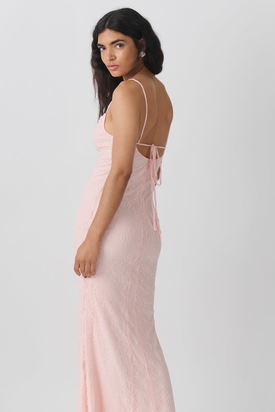 Lace maxi dress - Chalk pink