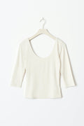 Soft touch scoop neck top - Tofu