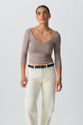 Soft touch scoop neck top - Noir