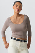 Soft touch scoop neck top - Noir