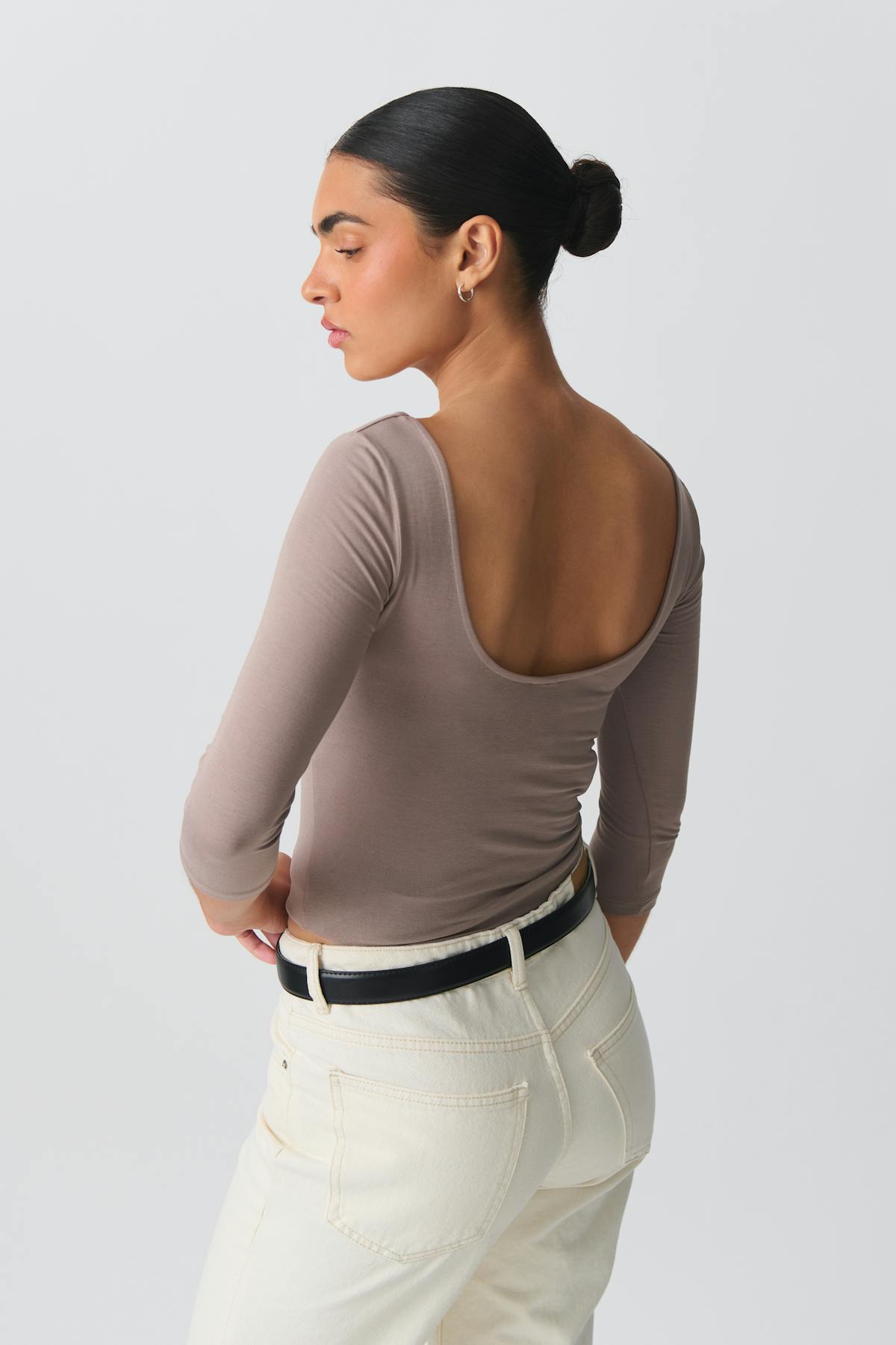 Soft touch scoop neck top - Noir