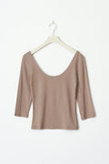 Soft touch scoop neck top - Noir