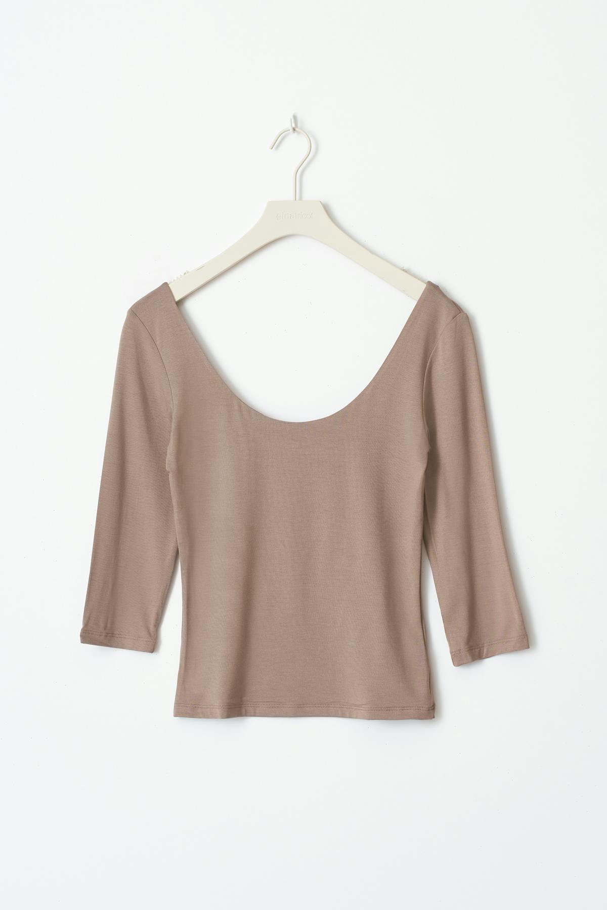 Soft touch scoop neck top - Noir